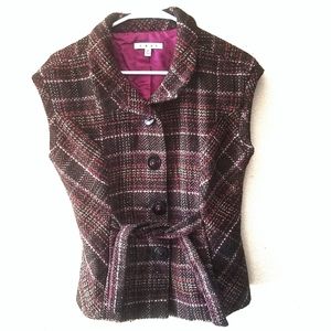CAbi Cinch it up Wool Blend Plaid Vest